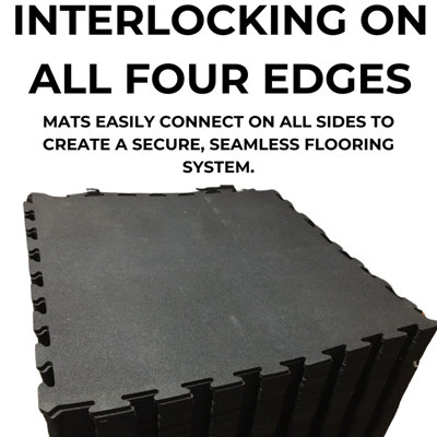 Rubber Crumb Gym Floor Tiles - 15mm - 1m x 1m - Blue Fleck - Interlocking Heavy Duty Non Slip Rubber Mat - 3