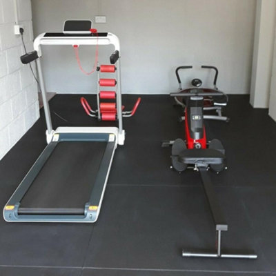 Rubber Crumb Gym Floor Tiles - 15mm Thick Heavy Duty Non-Slip Commercial Grade Gym Mats - 1m x 1m - 6