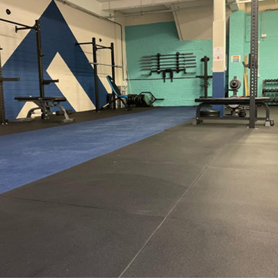 Rubber Crumb Gym Floor Tiles - 15mm Thick Heavy Duty Non-Slip Commercial Grade Gym Mats - 1m x 1m - 7