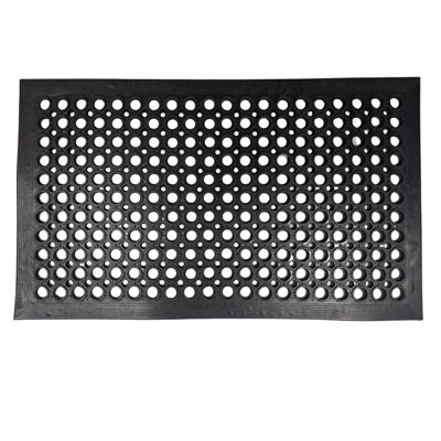 Rubber Door Mat - 0.9m x 0.6m - Non-Trip Ramp Edge - Heavy Duty - Non Slip - Wheelchair & Pushchair Friendly