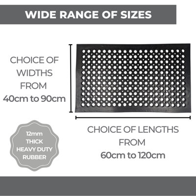 Rubber Door Mat - 1.5m x 0.9m - Non-Trip Ramp Edge - Heavy Duty - Non Slip - Wheelchair & Pushchair Friendly - 3