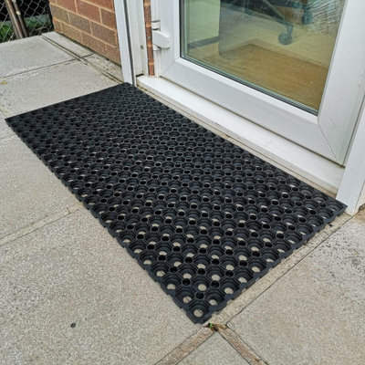 Heavy Duty Rubber Door Mat - 150cm X 100cm X 22mm, Non-Slip, Honeycomb Design For Indoor/Outdoor Use
