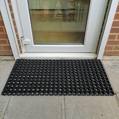 Rubber Door Mat Heavy Duty - 1m x 0.5m  - Shop Doorway Mats Indoor Outdoor Non Slip Safety