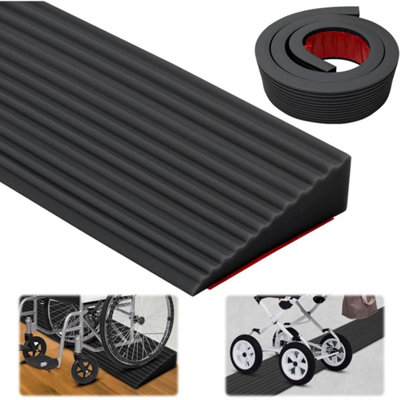 Rubber Door Threshold Ramp Self-Adhesive Ramp for Door Threshold 1.6CM High