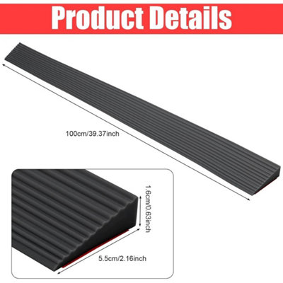 Rubber Door Threshold Ramp Self-Adhesive Ramp for Door Threshold 1.6CM High