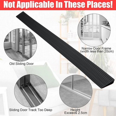 Rubber Door Threshold Ramp Self-Adhesive Ramp for Door Threshold 1.6CM High