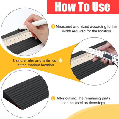 Rubber Door Threshold Ramp Self-Adhesive Ramp for Door Threshold 1.6CM High