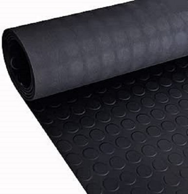Rubber Flooring Matting - 1.2m x 2m x 3mm - Coin - Workshop Garage Shed Van Non-Slip