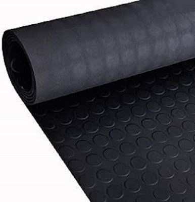 Rubber Flooring Matting - 1.5m x 3m x 3mm - Coin - Workshop Garage Shed Van Non-Slip