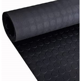 Rubber Flooring Matting - 1m x 10m x 3mm - Coin Pattern - Workshop Garage Shed Van Non-Slip