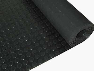 Rubber Flooring Matting - 1m x 1m x 3mm - Coin Pattern - Workshop Garage Shed Van Non-Slip