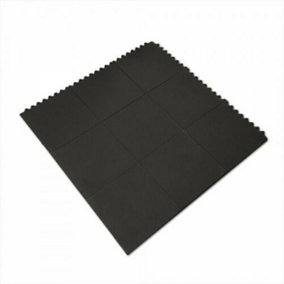 Rubber Gym Mat Interlocking Floor Tiles - Heavy Duty - 14mm x 900mm x 900mm