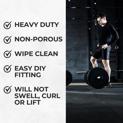 Rubber Gym Mat Interlocking Floor Tiles - Heavy Duty - 14mm x 900mm x 900mm - 5