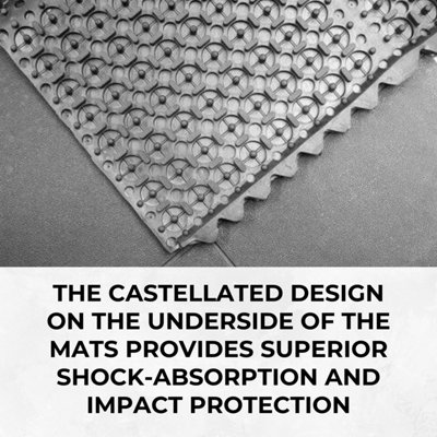 Rubber Gym Mat Interlocking Floor Tiles - Heavy Duty - 14mm x 900mm x 900mm - 6
