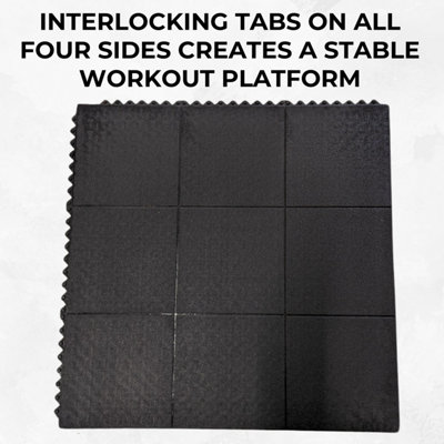 Rubber Gym Mat Interlocking Floor Tiles - Heavy Duty - 14mm x 900mm x 900mm - 7