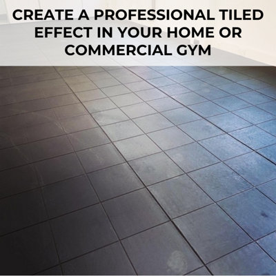 Rubber Gym Mat Interlocking Floor Tiles - Heavy Duty - 14mm x 900mm x 900mm - 8