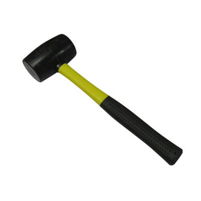 Rubber Mallet Hammer Fibreglass Handle (32oz Soft Grip Paving Tiling Tool Camping)