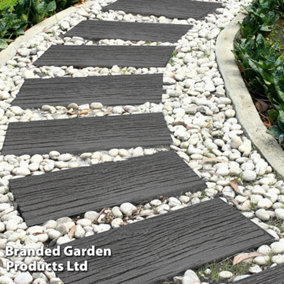 Rubber Railway Road Stepping Grey Stone effect Steps Eco Friendly Recycled Tyre Rubber Sleepers (x2)