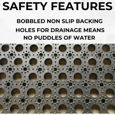 Rubber Safety Stair Tread Mat - Heavy Duty - Non-Slip - 75 cm x 25 cm - 20 mm Thick - 3