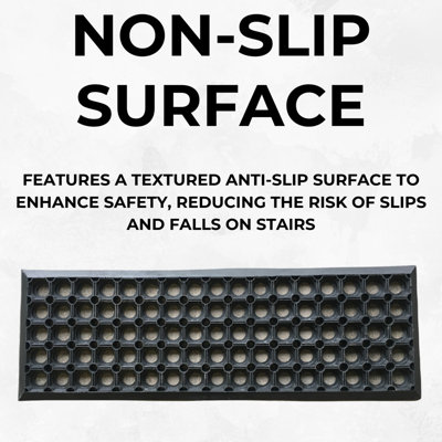 Rubber Safety Stair Tread Mat - Heavy Duty - Non-Slip - 75 cm x 25 cm - 20 mm Thick - 5