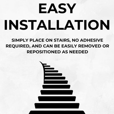 Rubber Safety Stair Tread Mat - Heavy Duty - Non-Slip - 75 cm x 25 cm - 20 mm Thick - 8