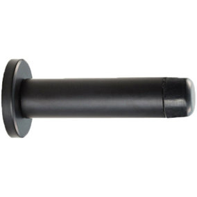 Rubber Tipped Doorstop Cylinder with Rose Wall Mounted 70mm Matt Black