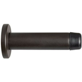 Rubber Tipped Doorstop Cylinder with Rose Wall Mounted 70mm Matt Bronze
