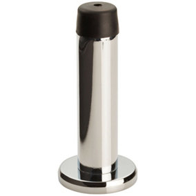 Rubber Tipped Doorstop Cylinder with Rose Wall Mounted 71mm Polished Chrome