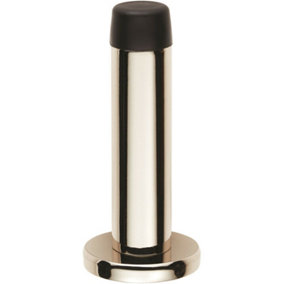 Rubber Tipped Doorstop Cylinder with Rose Wall Mounted 71mm Polished Nickel