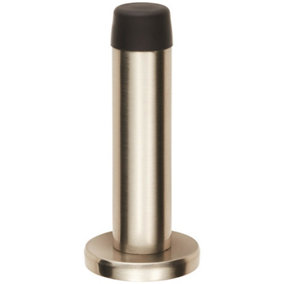 Rubber Tipped Doorstop Cylinder with Rose Wall Mounted 71mm Satin Nickel