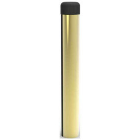 Rubber Tipped Wall mounted Doorstop Cylinder 71 x 16mm Polished Brass