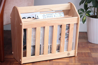 Rubber Wood Magazine Rack With Handle - L42xW26xH39 cm