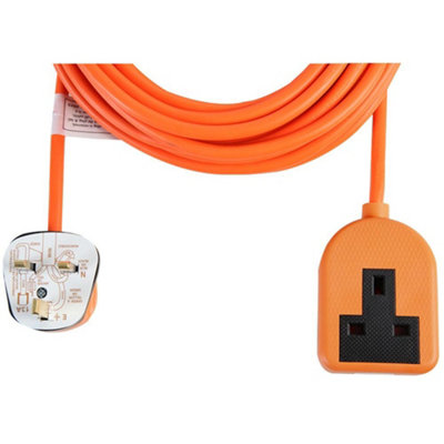 Rubberised Plastic 1 Gang Extension Lead, Orange, 10m