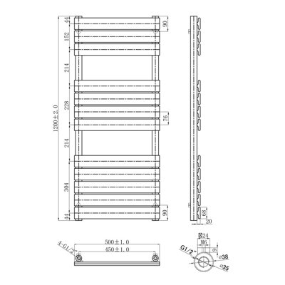 Ruby Black Heated Towel Rail - 1200x500mm