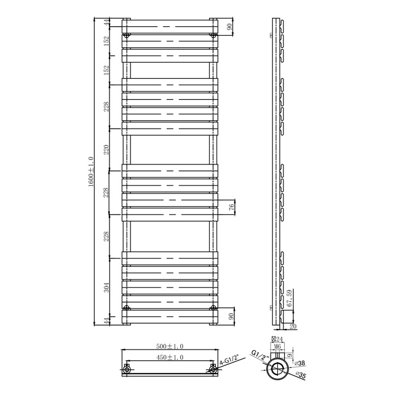 Ruby Black Heated Towel Rail - 1600x500mm