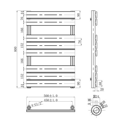 Ruby Black Heated Towel Rail - 800x500mm