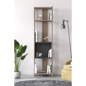 Ruby Bookcase with 9 Compartments Display Unit, 44 x 27 x 165 cm Free Standing Shelves, Bookshelf, Open Cabinet, Oak