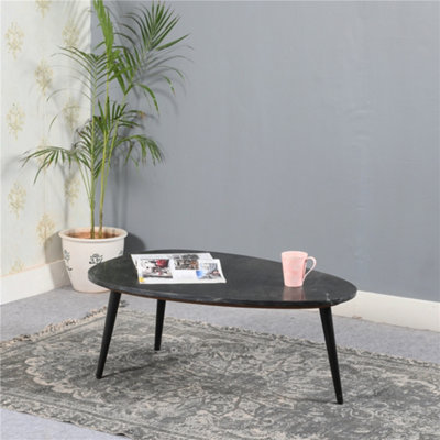 Ruby Coffee Table With Black Marble Top & Metal Legs