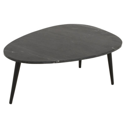 Ruby Coffee Table With Black Marble Top & Metal Legs