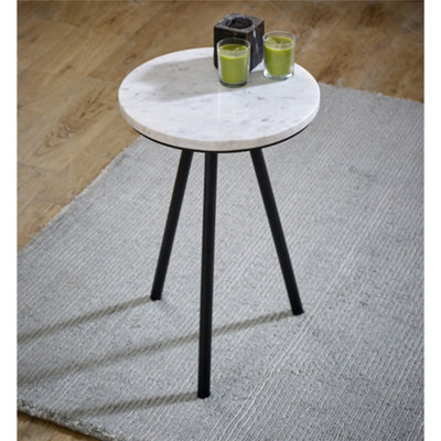 Ruby Coffee Table With Marble Top And Metal Legs