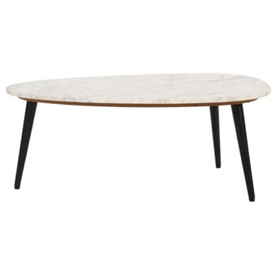 Ruby Coffee Table With White Marble Top & Metal Legs