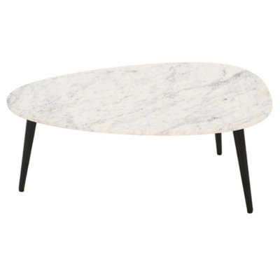 Ruby Coffee Table With White Marble Top & Metal Legs