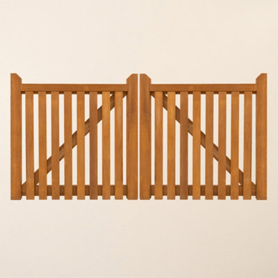 Ruby Iroko Salcombe Gates Pair - 3.0m Total Width x 1.8m High