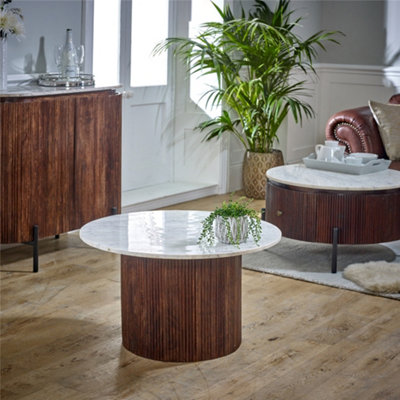 Ruby Mango Wood Coffee Table With Marble Top