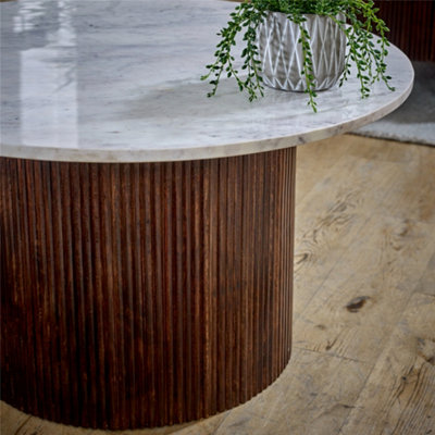 Ruby Mango Wood Coffee Table With Marble Top