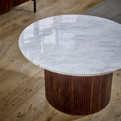 Ruby Mango Wood Coffee Table With Marble Top