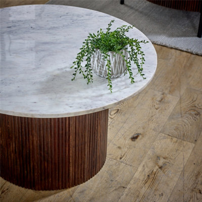 Ruby Mango Wood Coffee Table With Marble Top