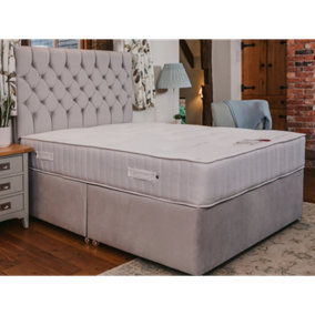 Ruby Memory Foam Orthopaedic Sprung Divan Bed Set 4FT Small Double - Plush Light Silver