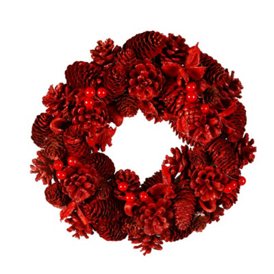 Ruby Red Xmas Decoration Christmas Door Wreath 30cm