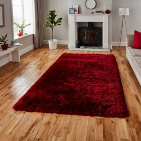 Ruby Thick Shaggy Plain Modern Handmade Easy to Clean Rug for Living Room and Bedroom-150cm X 230cm